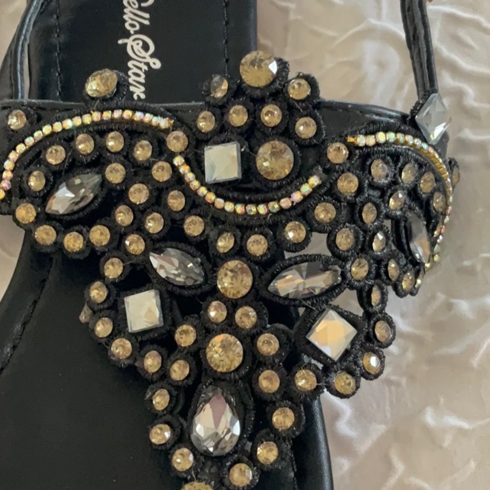 NWOT JEWELED SANDALS BLACK EU 40 US 9 9.5